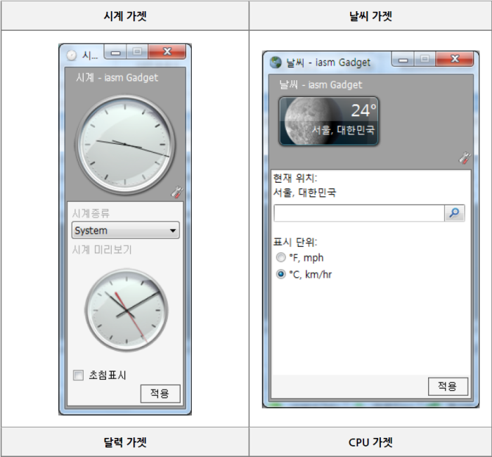 시계가젯화면